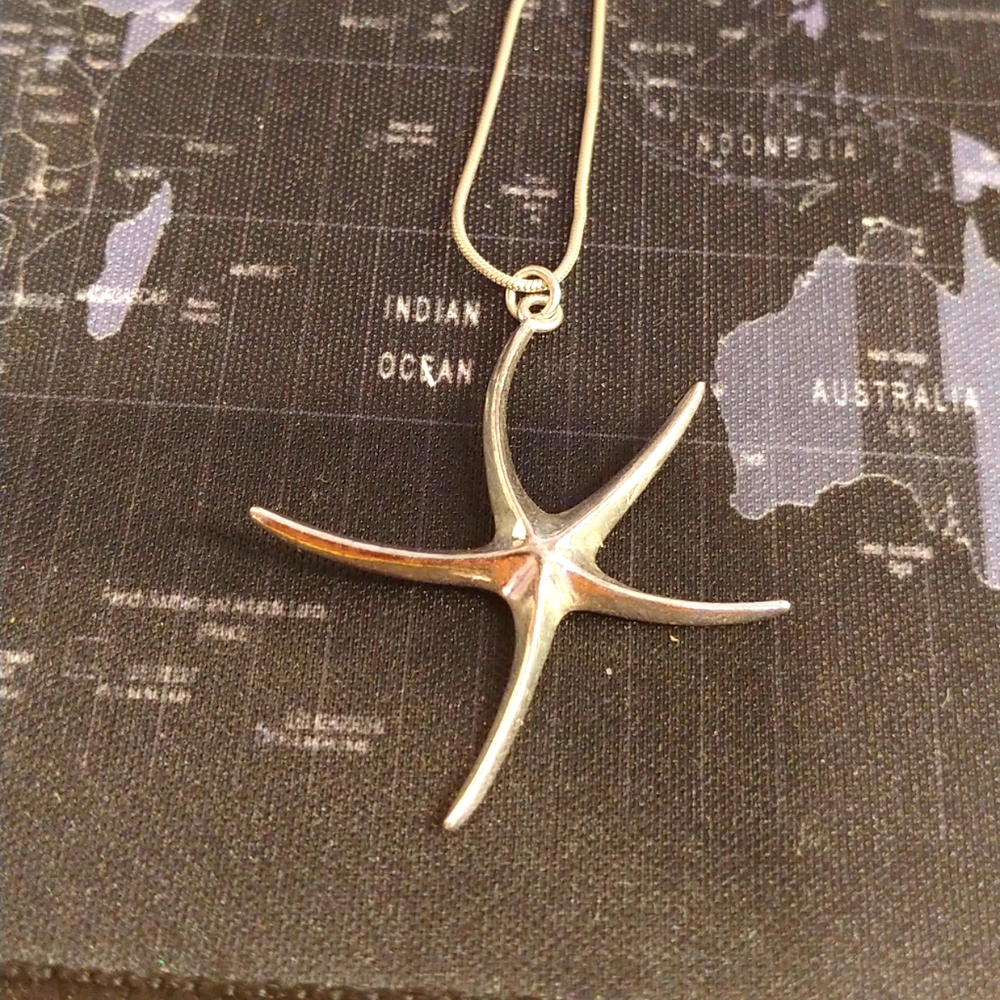 Sterling silver starfish necklace